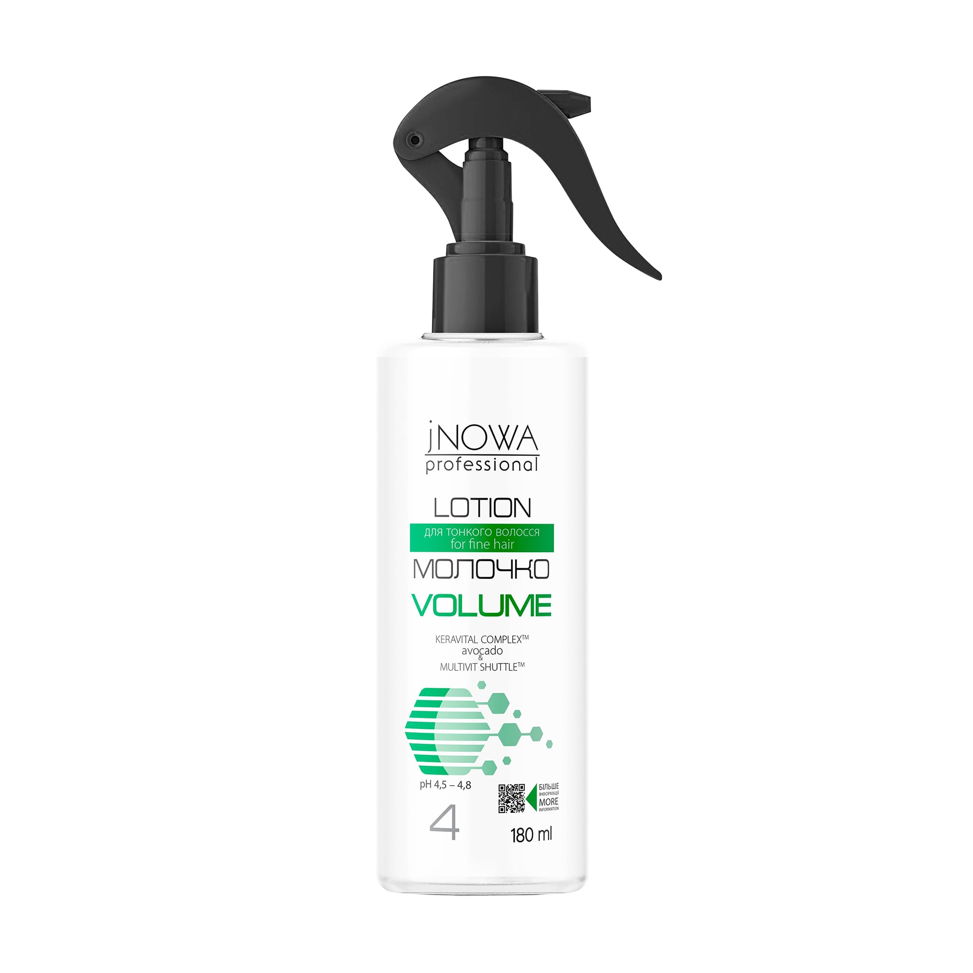 Молочко-спрей jNOWA Professional 4 Volume Lotion для об'єму тонкого волосся, 180 мл